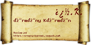 Örmény Kármán névjegykártya